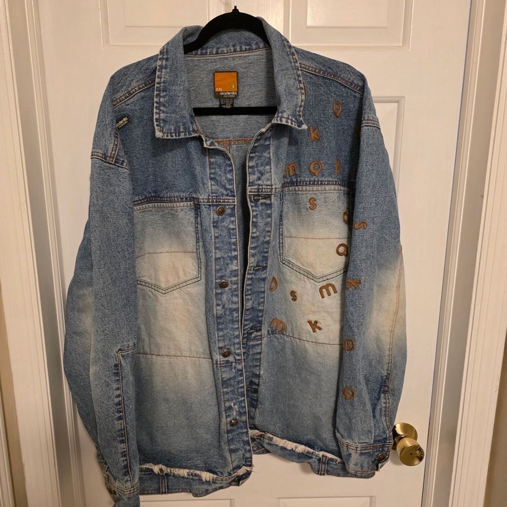 Akademiks Blue Denim Jacket with Brown Accents Size XXL